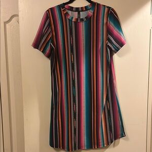 Colorful Striped Short Sleeve Dress